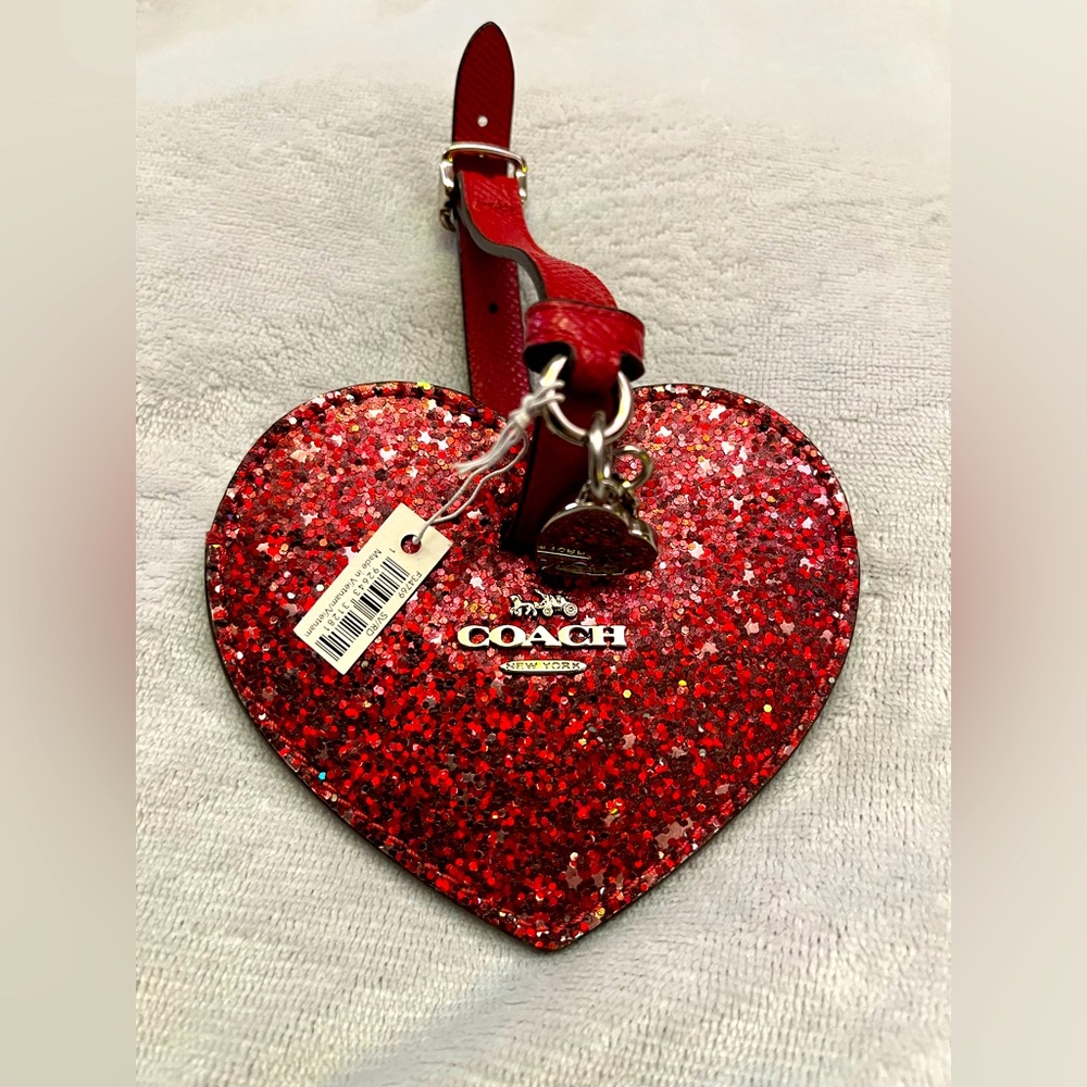 NWT Coach Red leather luggage / bag tag
